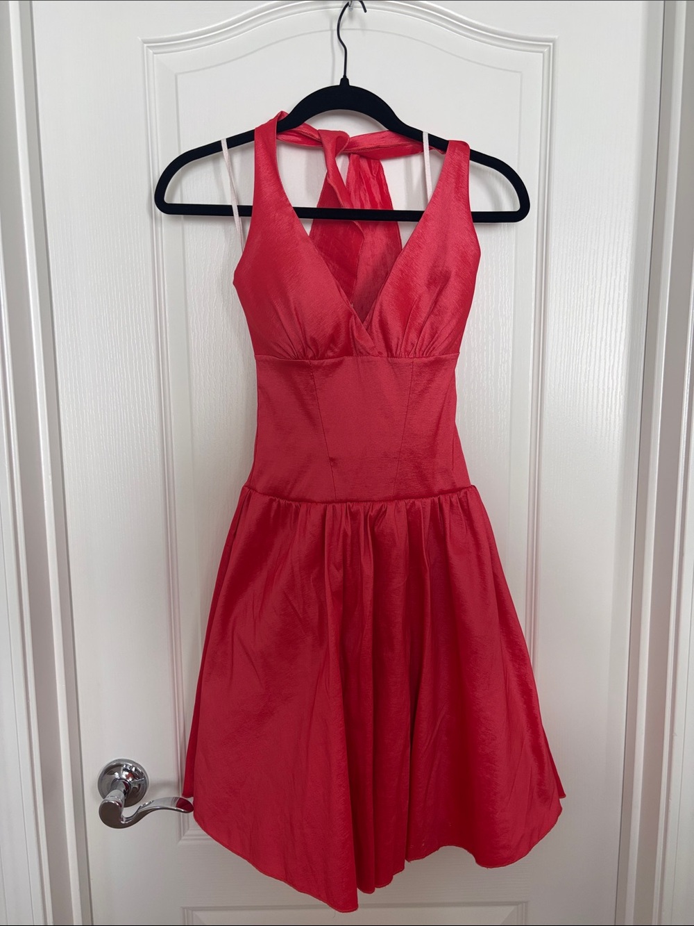 Red Halter Fit-and-Flare Prom Dress
